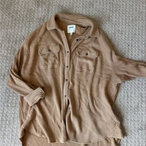 Aerie Waffle Knit Tan Shirt